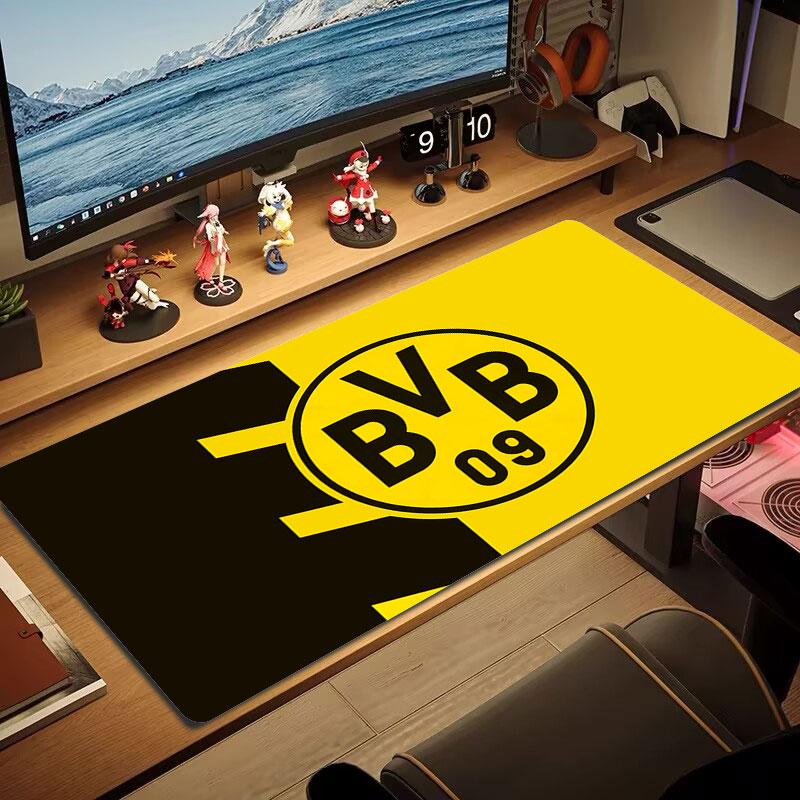 Podkładka pod mysz Borussia Dortmund, Duża mata na biurko do gier, Antypoślizgowa podkładka pod mysz XXL na laptopa i tablet, Mata do gry na mini PC ze zszywanymi krawędziami
