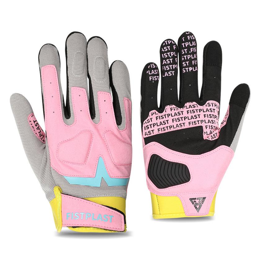 

Men s and women s small size touch screen Macaron four-color off-road motorcycle gloves can touch the screen for riding L рожевий