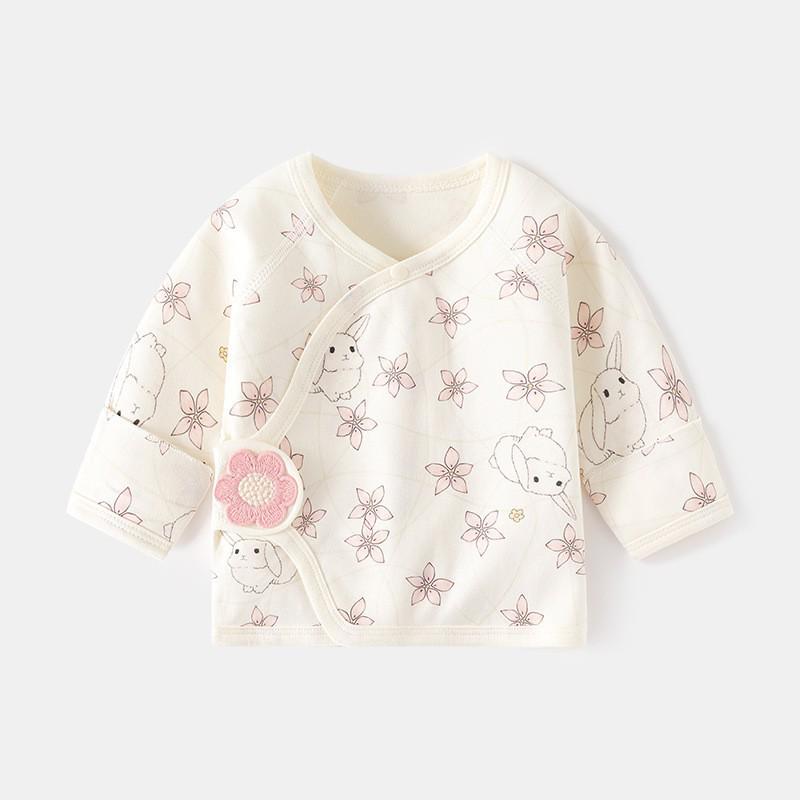 Neugeborenen Knochenlos Reine Baumwolle Klettverschluss Halbrücken Pyjama - Frühling/Herbst Stil Baby Oberteil
