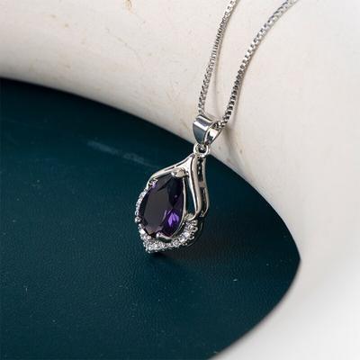 Neuartig gestaltete Halskette für Frauen mit lila Zirkonia, einzigartiges Accessoire für Partys, ausgefallenes Geschenk, Statement-Schmuck für Mädchen