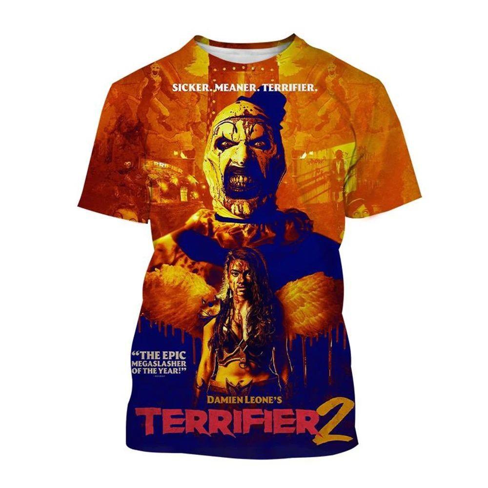 Summer Horror Movie 3D Digital Printed T-shirt Men's Clown Short Sleeved T-shirt