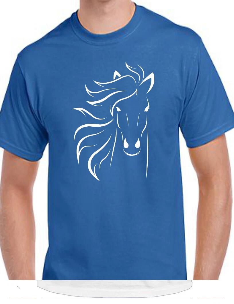 Футболка с контуром лошади Экипировка Милая Катание Ранчо Ферма Любитель Сельской Местности Подарок Футболка 4XL