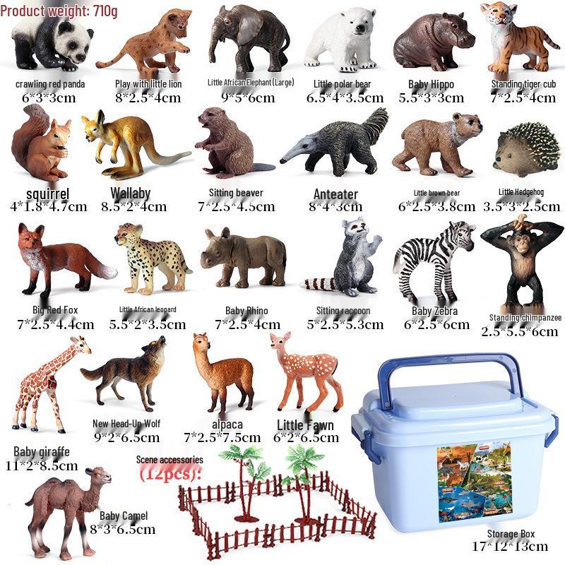 Wildlife Simulation Model: Tiger, Lion, Panda, Elephant, Rhinoceros, Kangaroo, Leopard, Horse, Sheep Toy Set