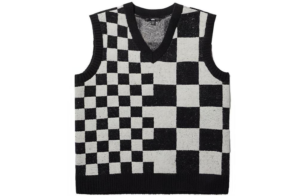 Vans Vests Women's Black White Checkerboard V Neck Moderate Other VN000F6WFS8