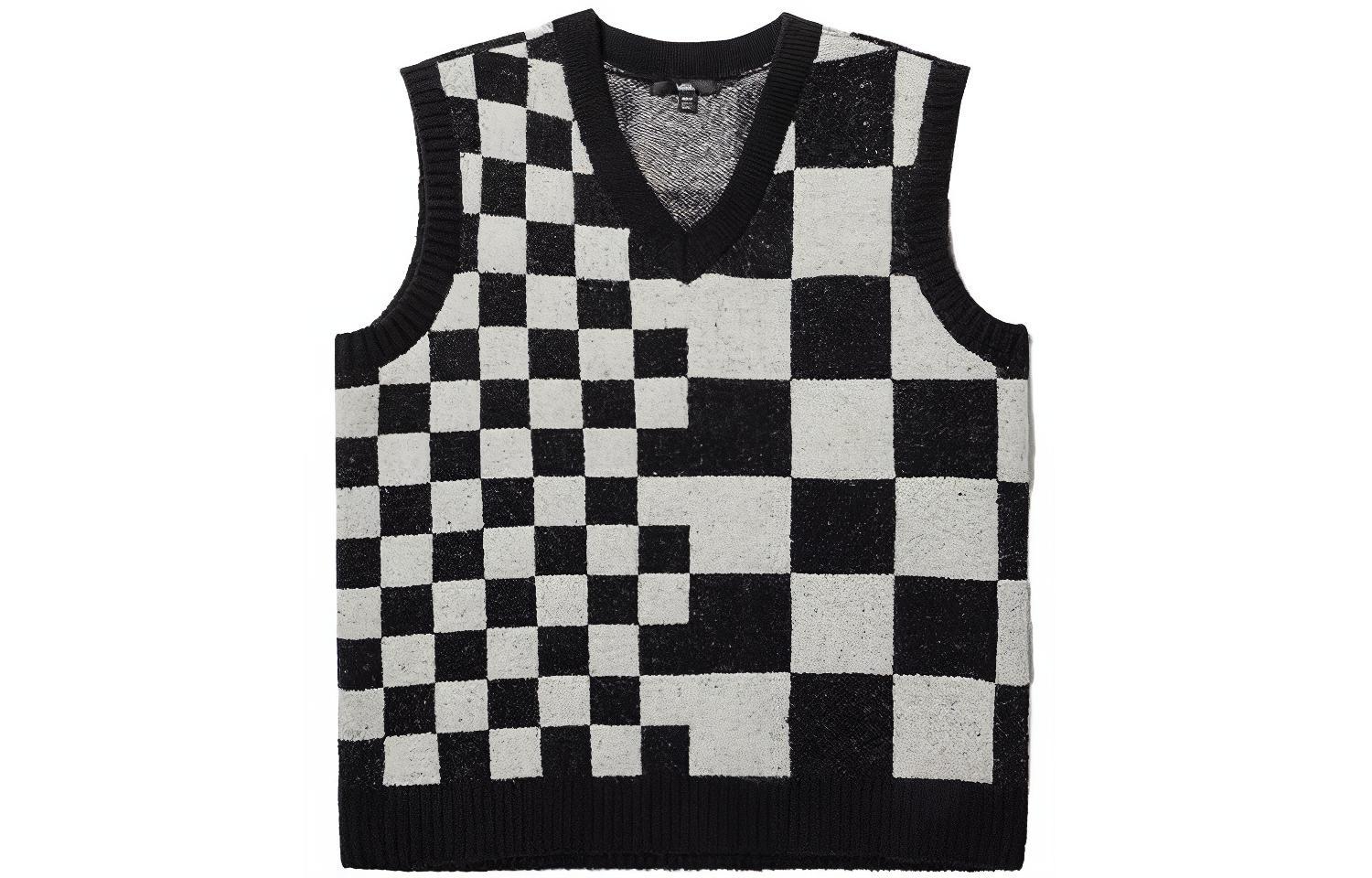 Vans Vests Women s Black White Checkerboard V Neck Moderate Other VN000F6WFS8 XL-2XL
