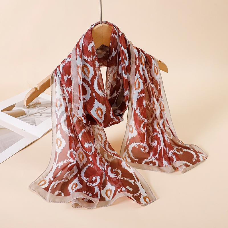 

Роскошный бренд женский пляжный шарф жоржет шелковые шали дизайн принт повязка на голову женская летняя повязка на голову солнцезащитный хиджаб 50x160cm