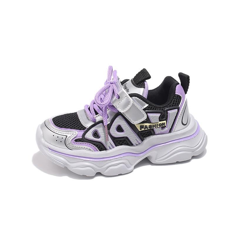 Kids Running Shoes Boys Girls Breathable Mesh Sneakers With Velcro Lightweight Supportive Athletic Size 27, Insole Length 17.2cm