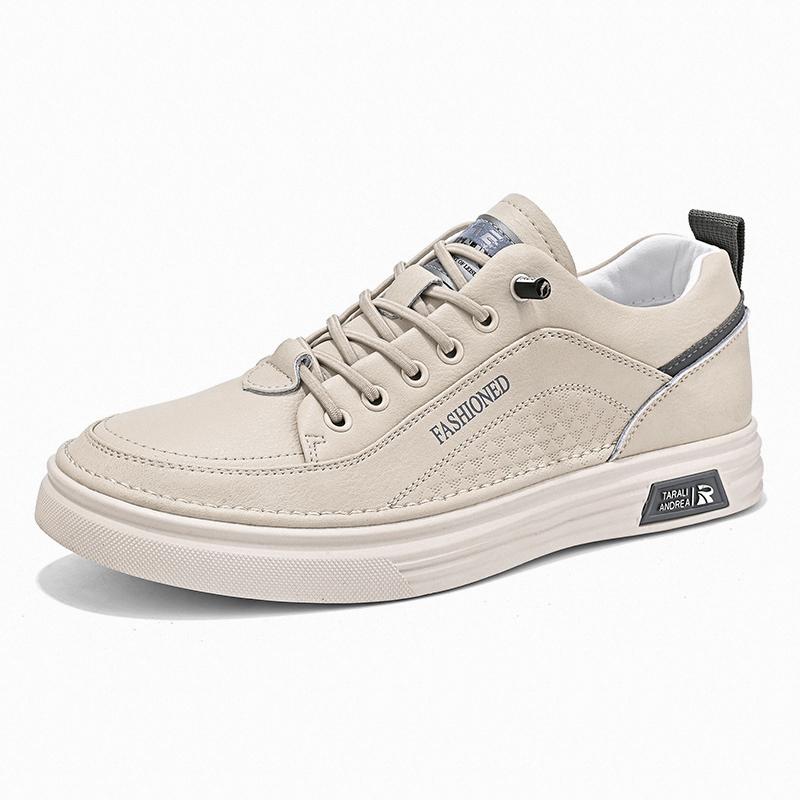 Fashion Summer PU Leather White Shoes Breathable Outdoor Sneakers Men Shoes Handmade Leather Shoes Casual Shoe Walking Shoes Men