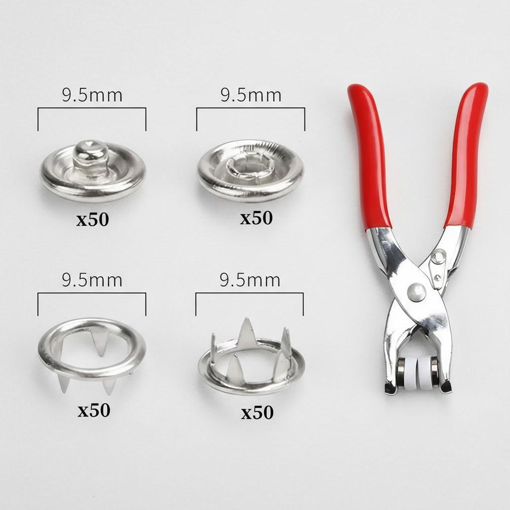

1Set 201Pcs Hand Pressed No Sew Five Claw Snap Button Installation Tool Set Concealed Fasteners Clothing Accessories