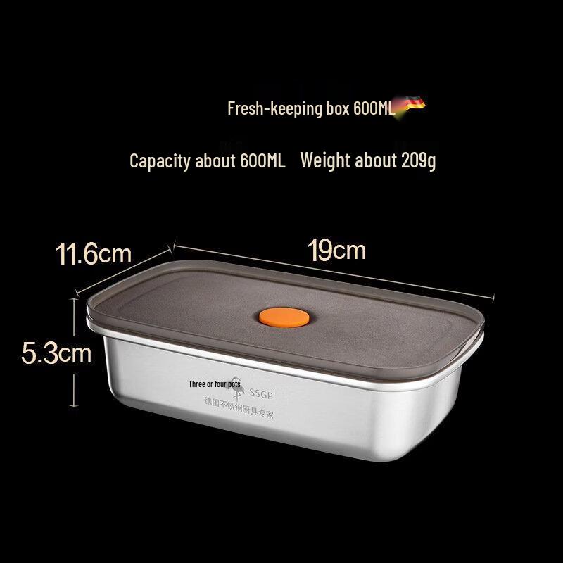 Abay Rectangular Induction-Compatible Stainless Steel Vacuum Food Container