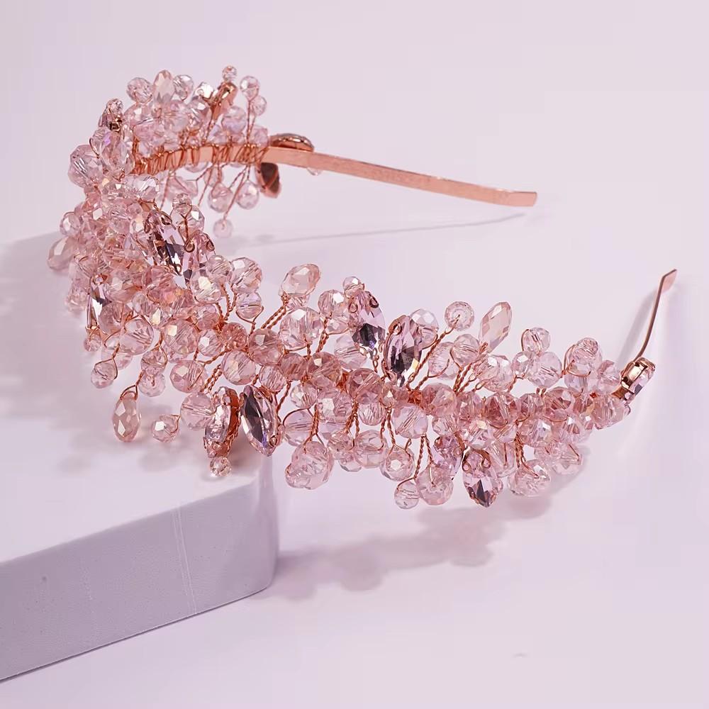 5 Colors Handmade Wedding Bride Luxury Red Blue Rhinestones Tiaras and Crowns Bridal Headband Costume Hair Accessories for Women