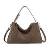 Bolsas de Ombro Femininas de Couro Genuíno Lady Simples Cinza Marrom Bost Tote Suede Macio Fosco Bolsa de Mão Feminina Bolsa de Ombro