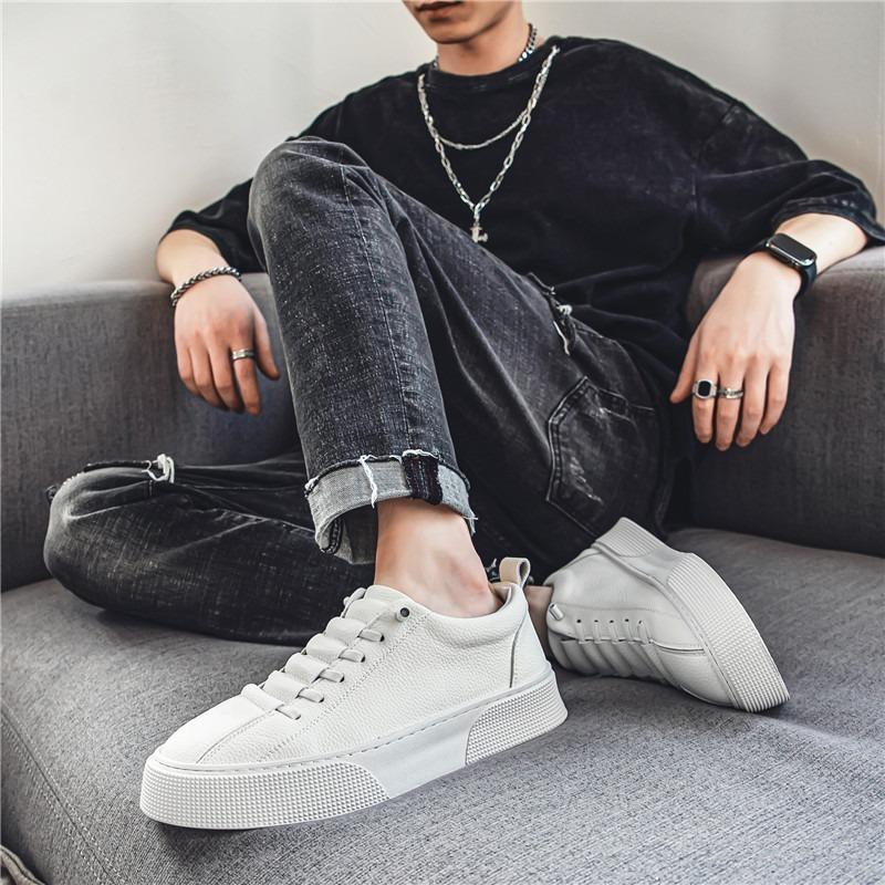 Fashion Brand Men's Leather Casual Shoes for Men Slip On Sneaker White Loafers Fashion Flats Sports Shoes Luxury Shoes Chaussure Hommes