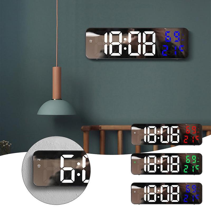 LED Nagy digitális falióra Tükörrel falra szerelhető Ébresztőóra Születésnapi Karácsonyi Ajándék
