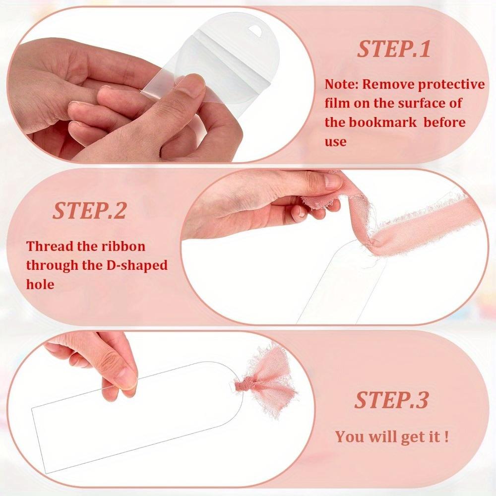 10pcs Bookmark Blanks with Ribbon Clear Bookmarks Tags DIY Craft Transparent Bookmark for Reading Lovers for School Presents