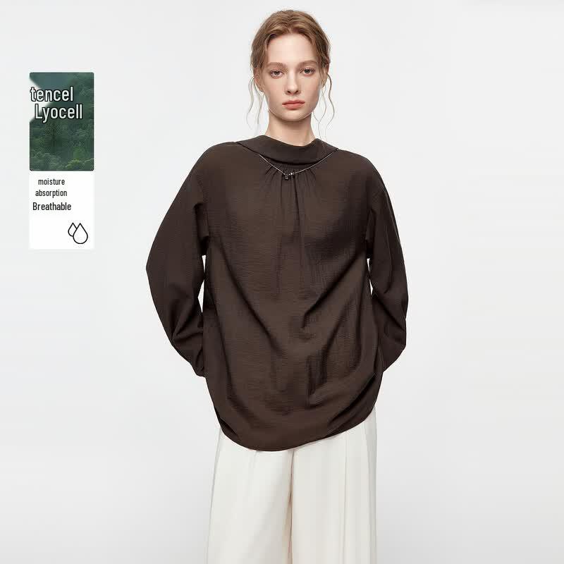 ELLE Women s Retro Lyocell Pleated Shirt XL