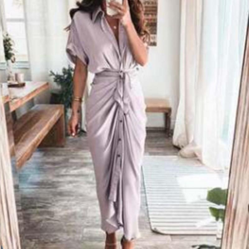 2026 Womens Elegant V-Neck Wrap Tie High-Waist Floral Print Long Dress Slim Fit Casual Office Wear