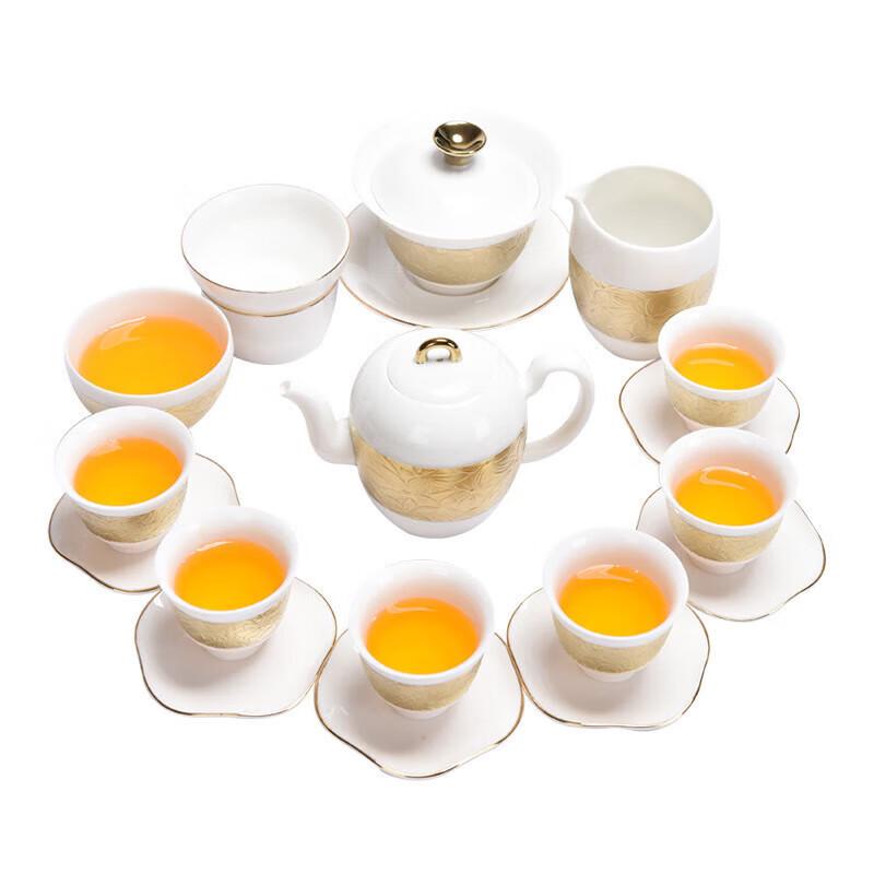 Chaxun Dehua White Porcelain Tea Set with Gold Tracing