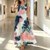 U-Neck Sleeveless Tie-Dye Dress for Women Lightweight Loose Fit,Colorful Summer Beach Vacation Style,Versatile Long Dress for Daily