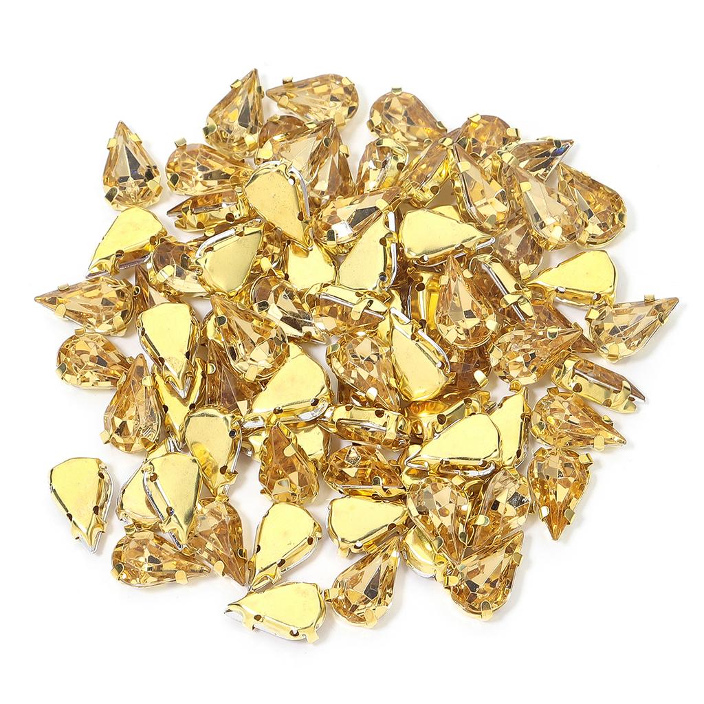 50pcs Water Drop Claw Rhinestones Stainless Steel Gold Bottom Acrylic Pointed Claw Drill For DIY Clothing Headwear Jewelry Decor