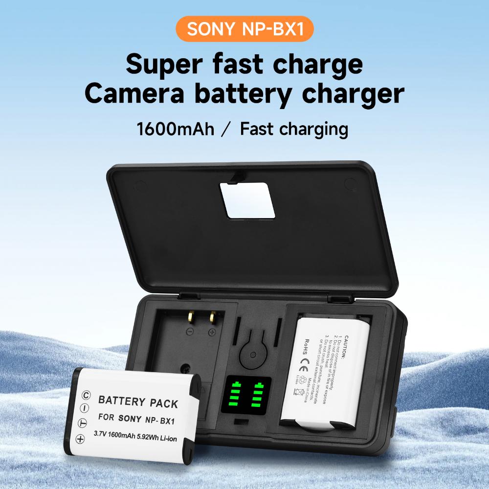 PALO NP-BX1 Np Bx1 Battery + 2 Slots LCD Charger Case for Sony DSC-RX100 DSC-WX500 IV HX300 WX300 HDR-AS15 X3000R MV1 AS30V