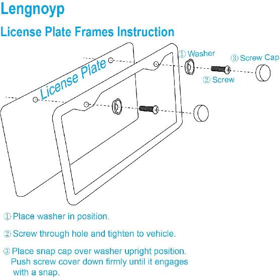 2PCS Matte Black License Plate Frames, 2 Holes Solid Rust-Proof Stainless Steel License Plate Holder, Lengnoyp Universal Car License Plate Cover For