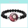 Stylish Black Elastic Cartoon Beaded Bracelet Handcrafted Glass Anime Gift For Men And Women