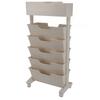Beige White Bookshelf Plastic Bookcase Narrow Book Storage Utility Display Shelves for Living Room