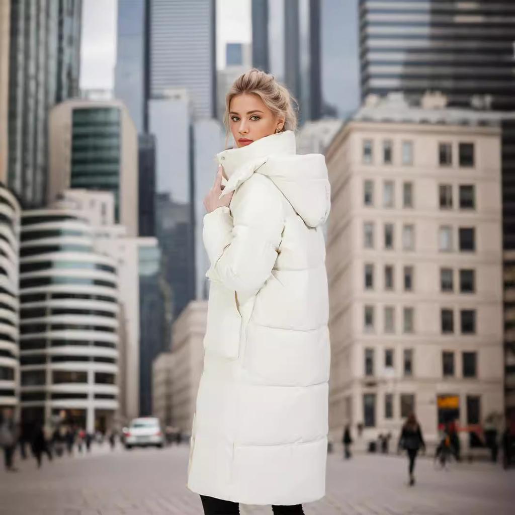 Detachable Hat Cotton Jacket For Women Mid Long Length Over The Knee Thick Jacket Female Hooded Warm Parkas Coats Women's Jacket