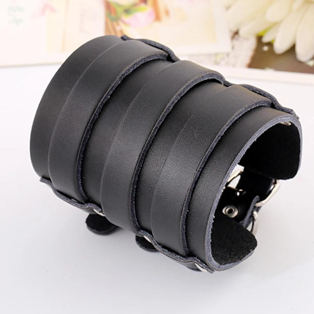 Exaggerated Punk Leather Bangle Women Punk Bracelet Men Simple Pure Color Wide Leather Multi Layer Yoga Jewelry Pary Gift