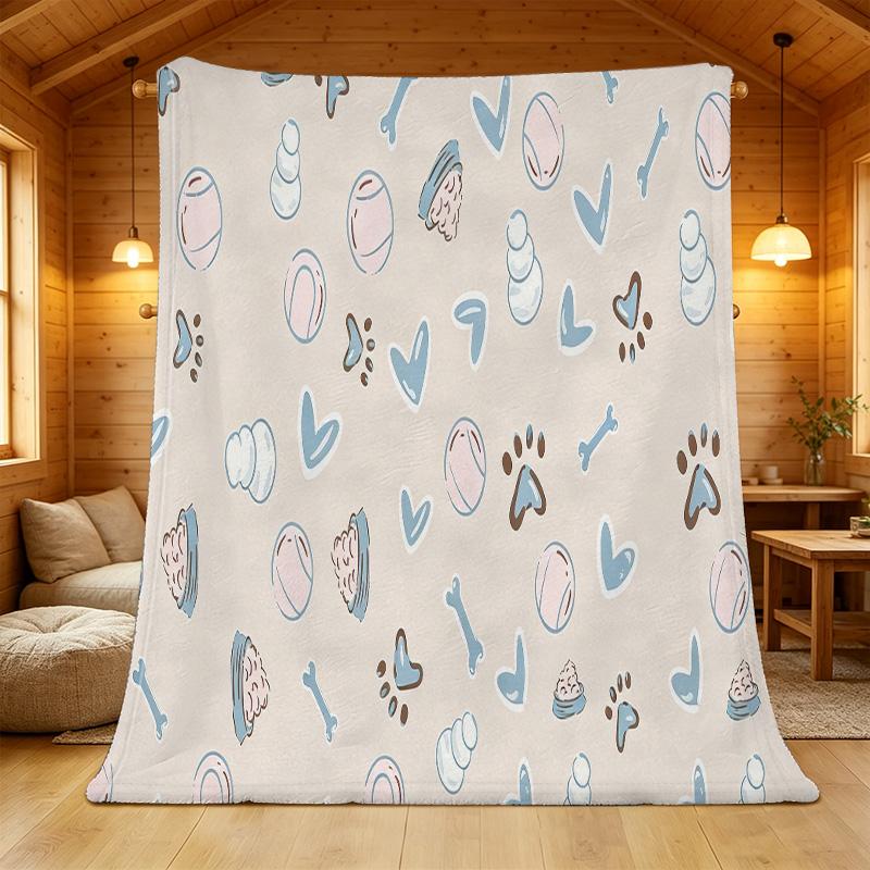 Pet-Themed Flannel Throw Blanket - Non-Pilling, Soft & Warm, Cozy for Home, Sofa, All Seasons, Christmas & Halloween
