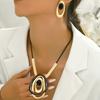 Creative Exaggerated Multi-layer Oval Ring Pendant Necklace Earring Set for Women Fashion Party Jewelry Sets Accessories Gifts