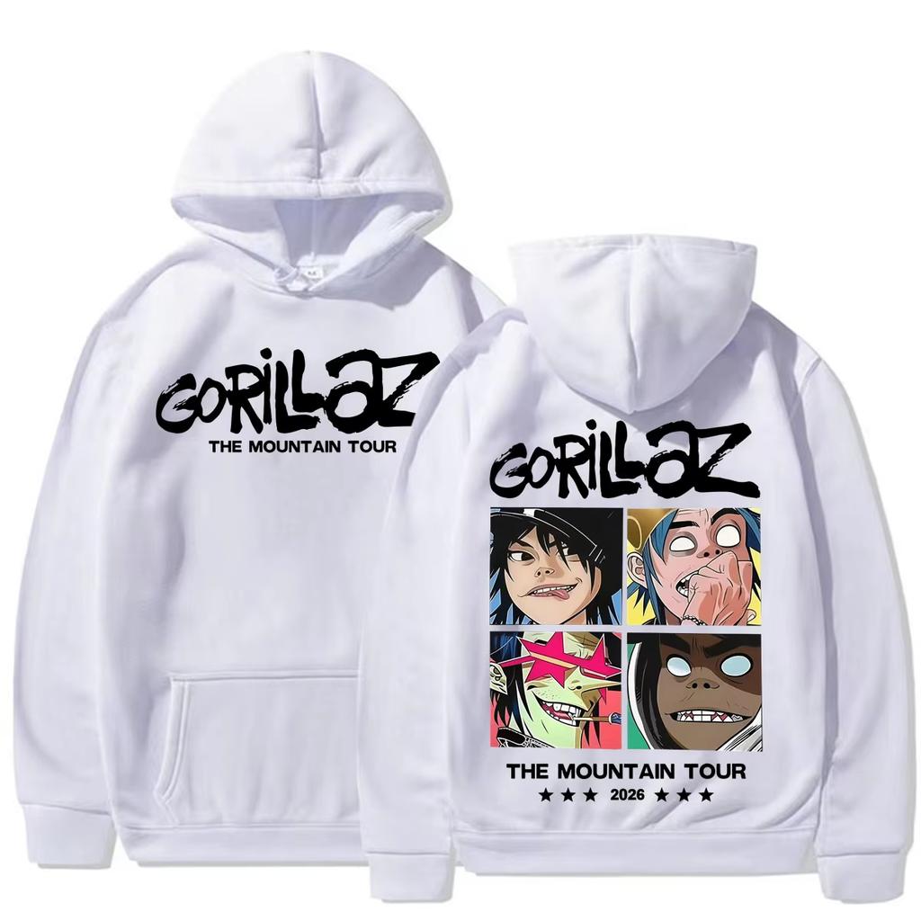 Gorillaz Band The Mountain 2026 Tour Hoodies Men Women Harajuku Gothic High Street Sweatshirt Casual Soft Cotton Sweatshirt