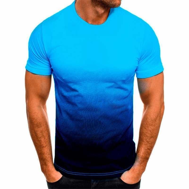 Men S Casual Summer Gradient Short Sleeve T Shirt Round Neck S