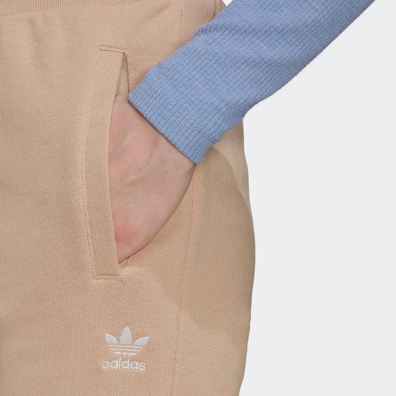 Adidas Originals Solid Color Logo Embroidered Drawstring Cuffed Sweatpants Women Bottoms Light-Brown HJ7856
