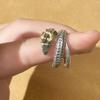 Buyee 925 Sterling Silver Unique Big Ring Finger Cute Chinese Dragon Open Ring for Men Fashion Rock Punk Fine Jewelry Circle