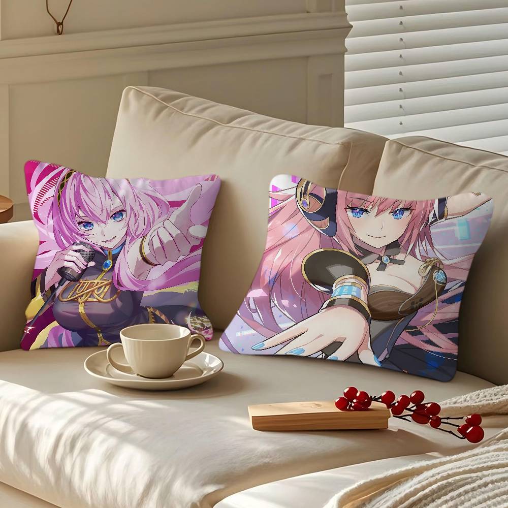 M-Megurine Luka Office Cushion Pillowcase Car Cushion Cover45X45CM Lumbar Pillowcase Sofa Pillowcover