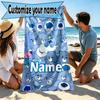 Custom Name Personalized Care Bears Print Beach Towel, for Trip Camping Beach Party Home Decor, Birthday Gift for Family & Friends