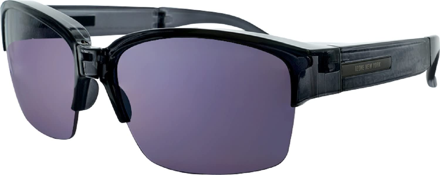 

Eye Zone Polarized Sunglasses Over Glasses Folding Type IDRIVE Driving Fishing Golf [iZONE] P4440-HC15 (Purple-Clear Gray)