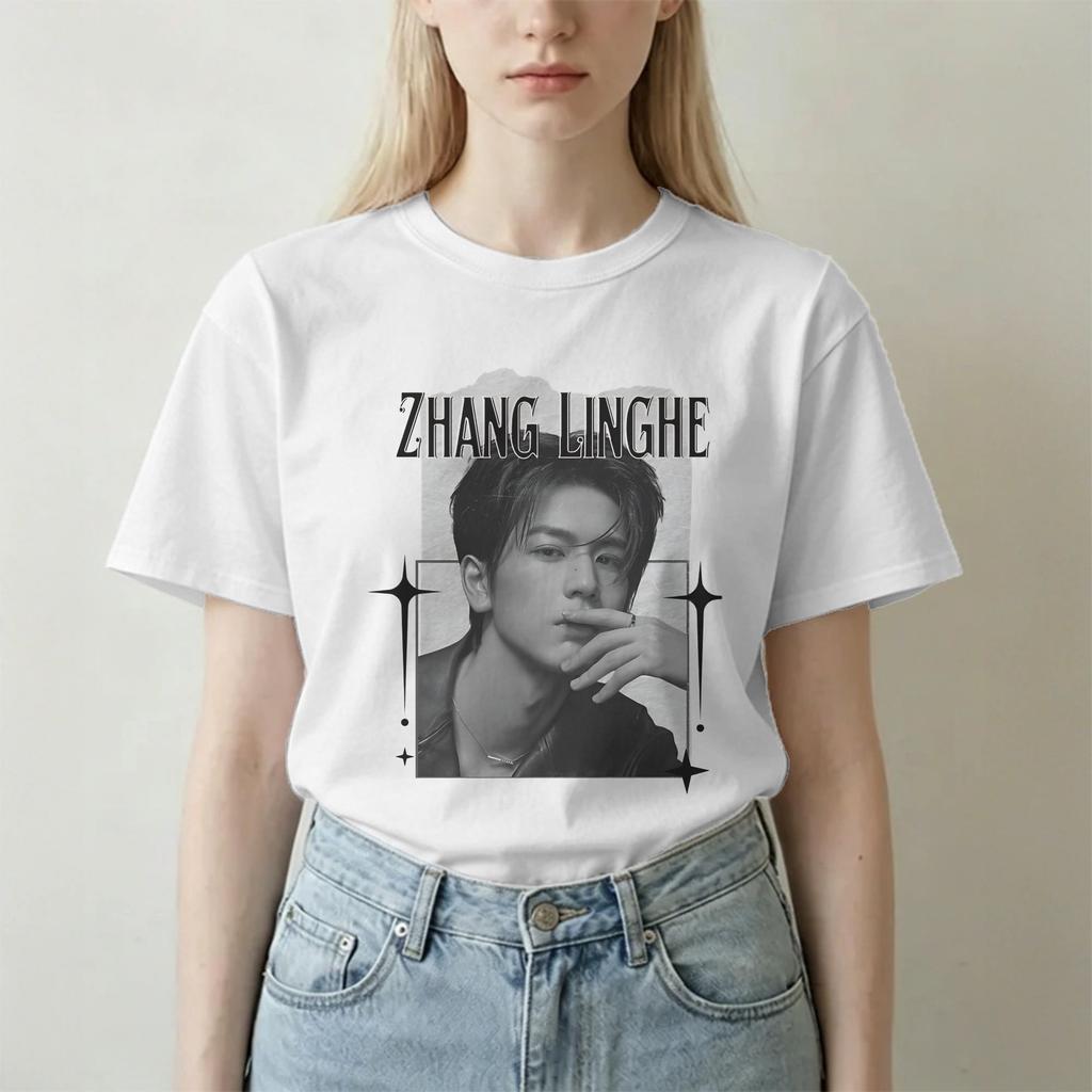 Zhang Linghe T Shirts For Unisex Unisex Pure Cotton Leisure TShirts Round Collar CDrama Actor Tees Short Sleeve Clothing Birthday