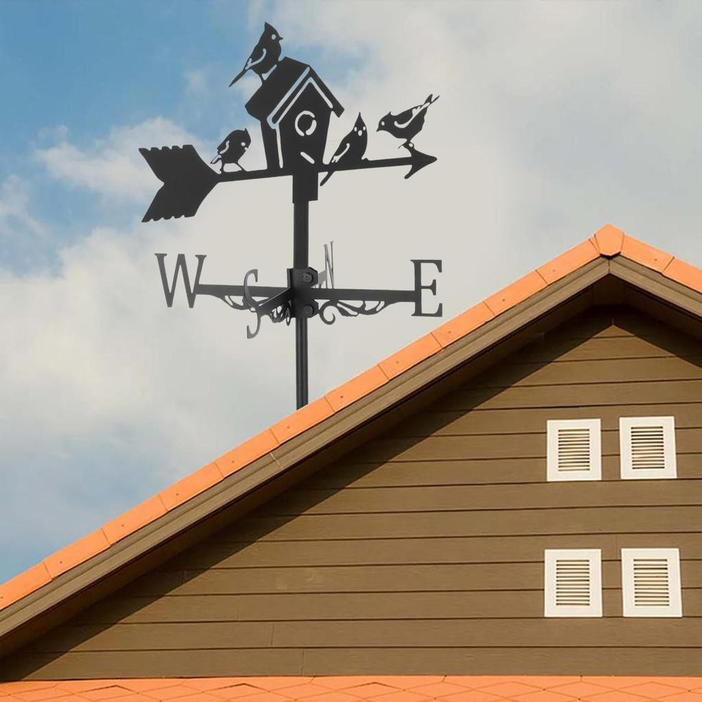 Outdoor Weather Vane Measuring Tools Farm Scene Roof Mount Wind Direction Indicator, for Garden