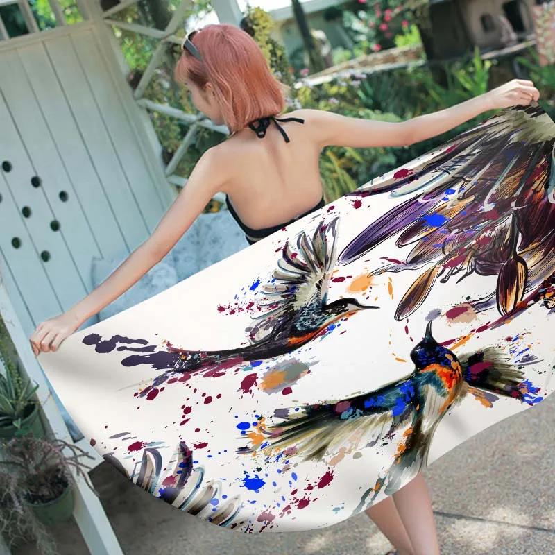Summer Tropical Animal Beach Towel Flamingo Bird Bath Towel Sport Travel Gym Yoga Spa Towels Microfiber Quick Dry Swimming Cover