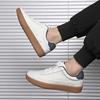 Men'S Spring New Genuine Top Layer Cowhide Low-Top Skate Shoes, Light Luxury Thick Sole German Trainers, Versatile White Casual Sports Sneakers