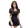 French pure desire black dress summer women's waist sweet and spicy skirt short skirt small black dress slim waist pinching