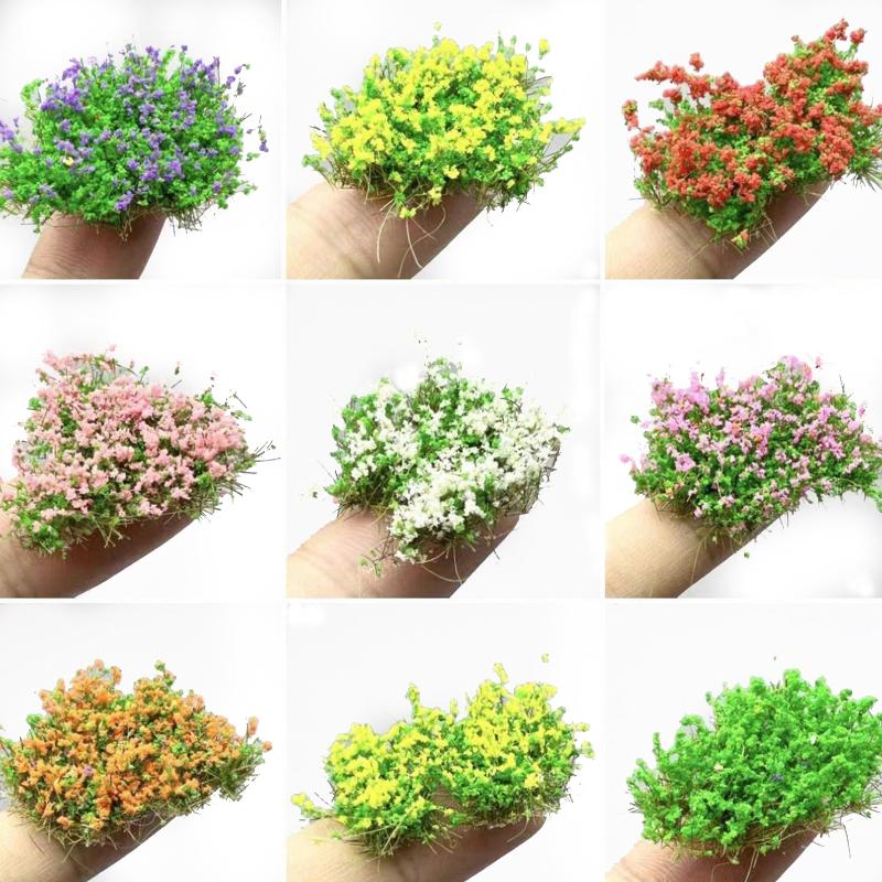 Grappolo di Fiori Artificiali in Miniatura Ciuffi d'Erba Strappabili Modello per Diorama Giardino Ferrovia Paesaggio Casa delle Bambole Artigianato Modellismo