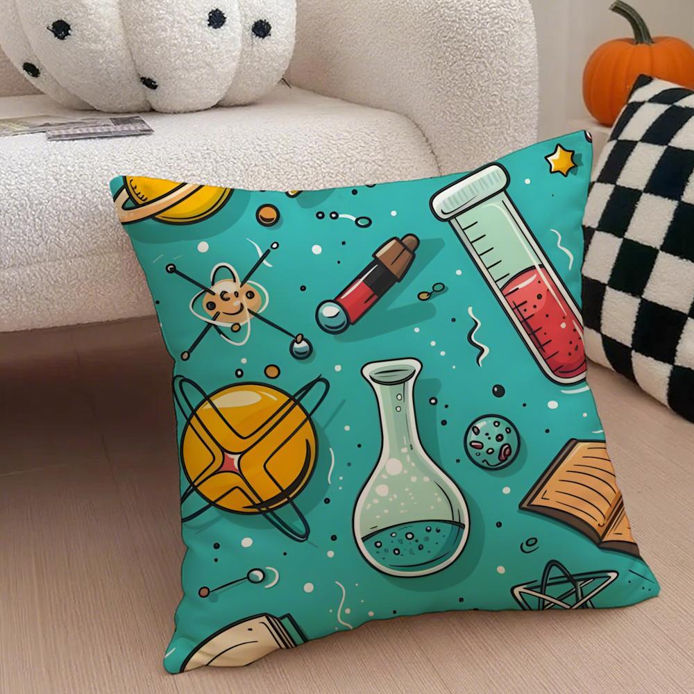 Experimental Fundamental Chemistry Cushion Cover Throw Pillow Cover Hidden Button Durable Polyester Chair Cushion