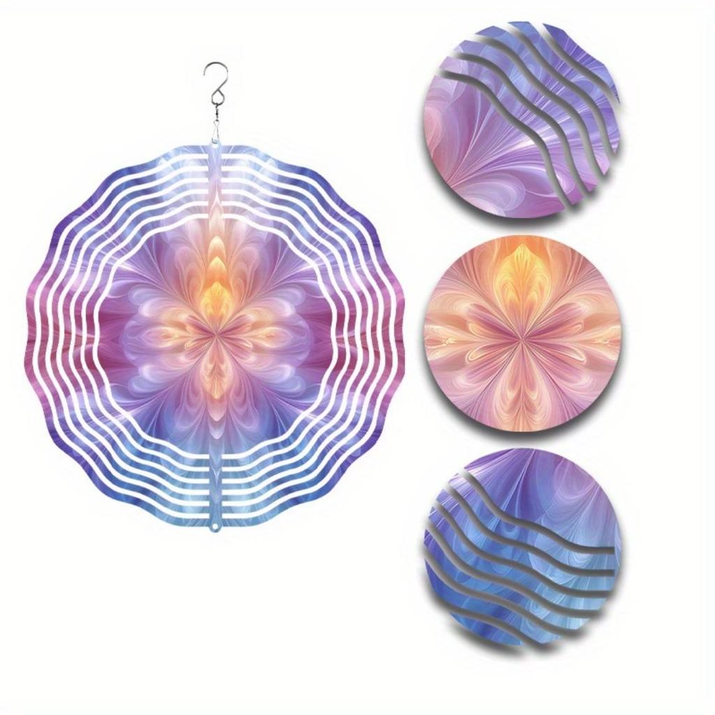 10 Inch Bohemian Mandala Wind Chime No Battery Needed with 360 Degree Rotating Hook for Garden Patio Decor Perfect Holiday Gift for Family