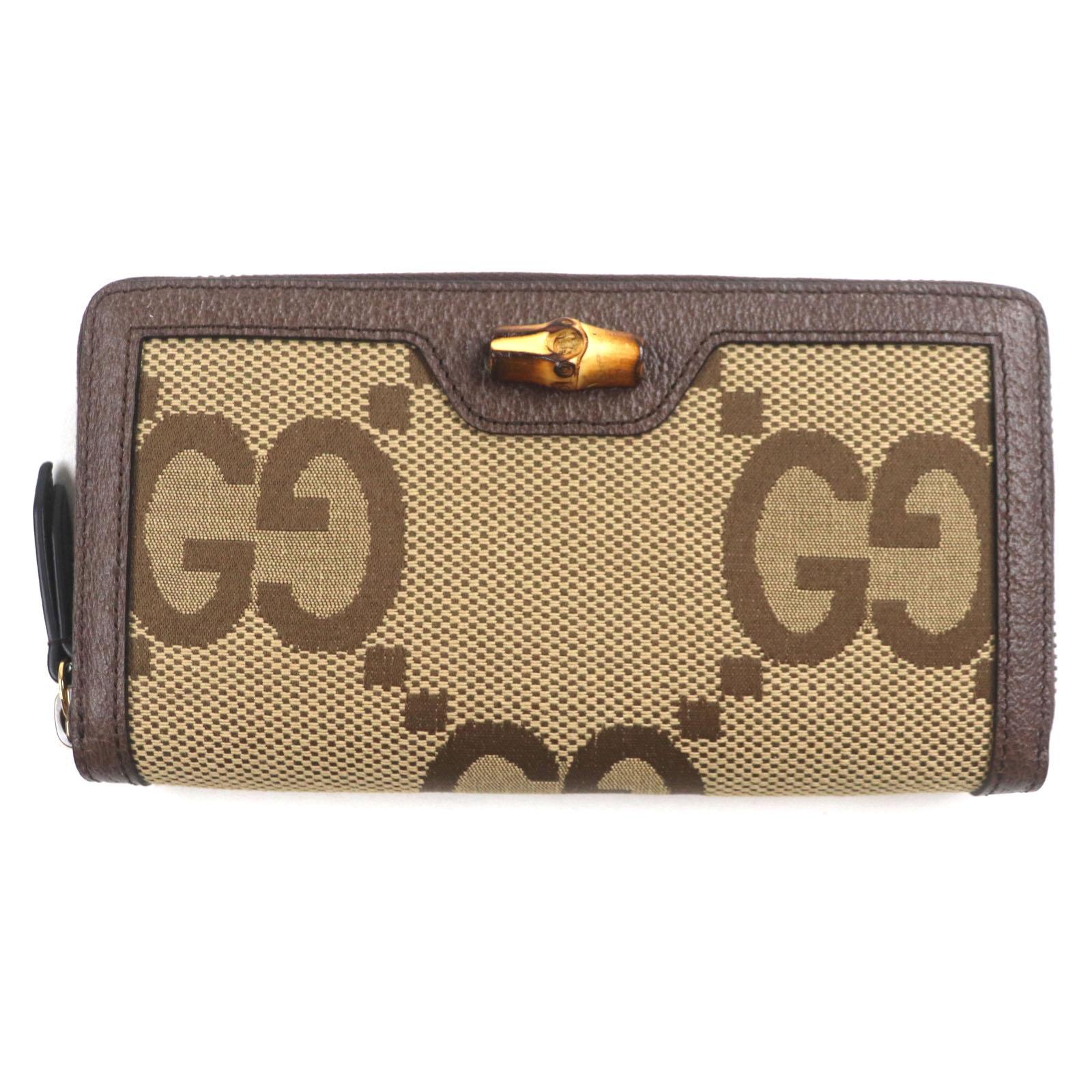 

GUCCI Purse Bamboo Jumbo GG Beige brown canvas mens 658634 Used