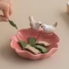 Blumige Keramik-Dessertplatte Niedliche Tee-Snack-Obstschale Vogelform-Gebäckplatte für die Küche