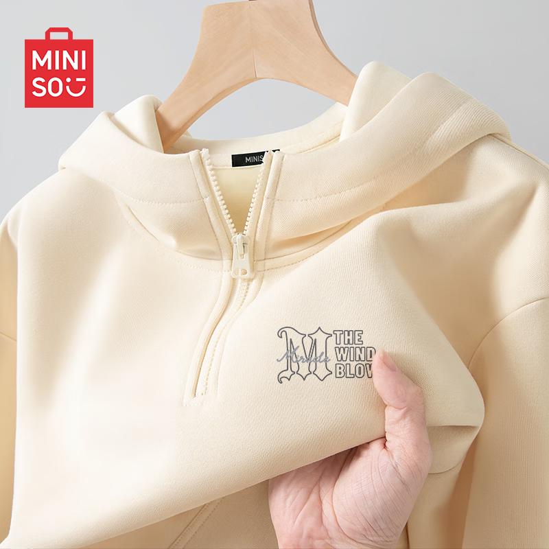 

MINISO Men s Heavyweight Fleece Half-Zip Hooded Sweatshirt 2XL